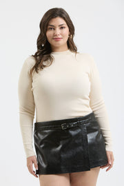 Curvy Mock NECK LONG SLEEVE SWEATER KNIT TOP: BLACK