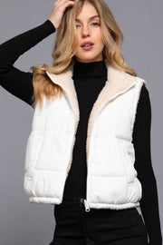 Reversible Fur Padding Vest: BLK-black / M