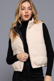 Reversible Fur Padding Vest: BLK-black / L