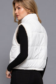 Reversible Fur Padding Vest: BLK-black / M