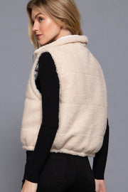 Reversible Fur Padding Vest: BLK-black / L