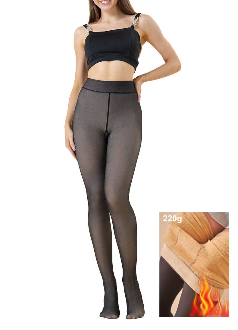 Winter warm fleece tights  hosiery with sculpting butt tight