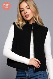 Faux Fur Corduroy Puffer Vest