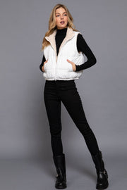 Reversible Fur Padding Vest: BLK-black / M