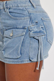 Cargo Denim Mini Skirt