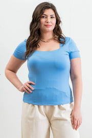 Curvy SOLID SQUARE NECK TOP