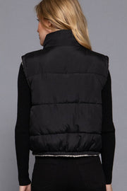 Reversible Fur Padding Vest: BLK-black / L