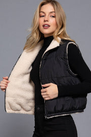 Reversible Fur Padding Vest: BLK-black / M