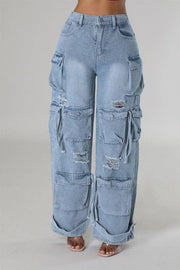 Distressed Cargo Jeans