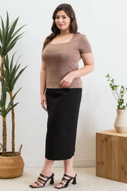 Curvy SOLID SQUARE NECK TOP