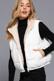 Reversible Fur Padding Vest: BLK-black / M