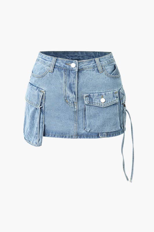 Cargo Denim Mini Skirt