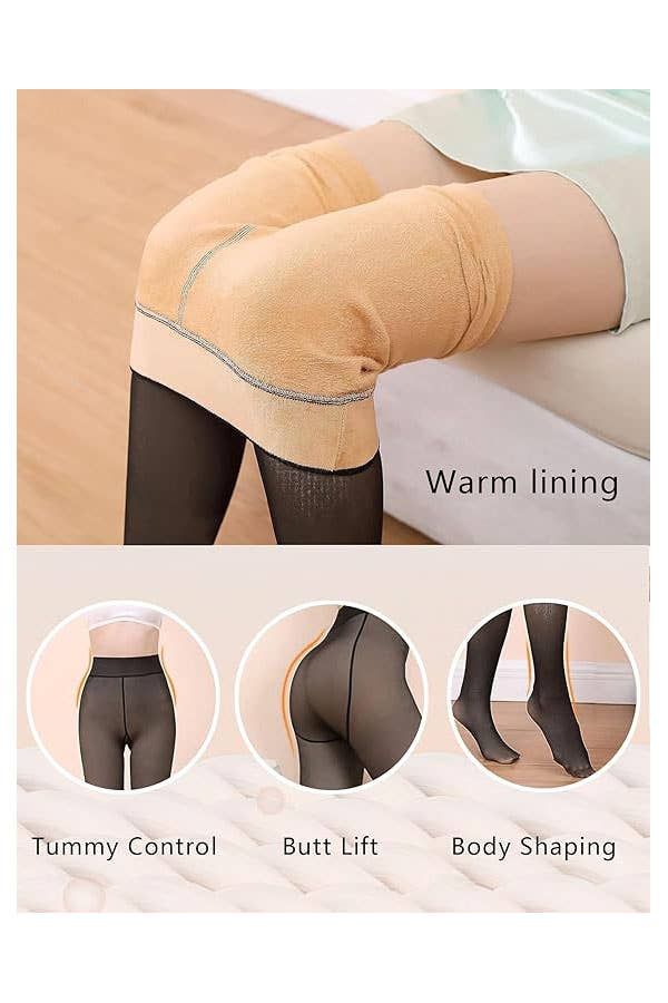 Winter warm fleece tights  hosiery with sculpting butt tight